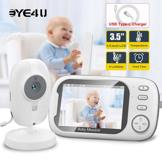 Babyphone vidéo Eye4U 3.5" HD vision nocturne - Surveillance bébé avec audio bidirectionnel et monitoring température