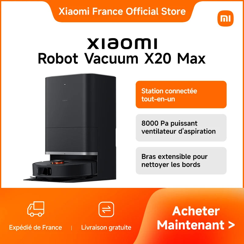 Aspirateur robot Xiaomi X20 Max 8000 Pa - Station all-in-one avec lavage automatique et navigation intelligente
