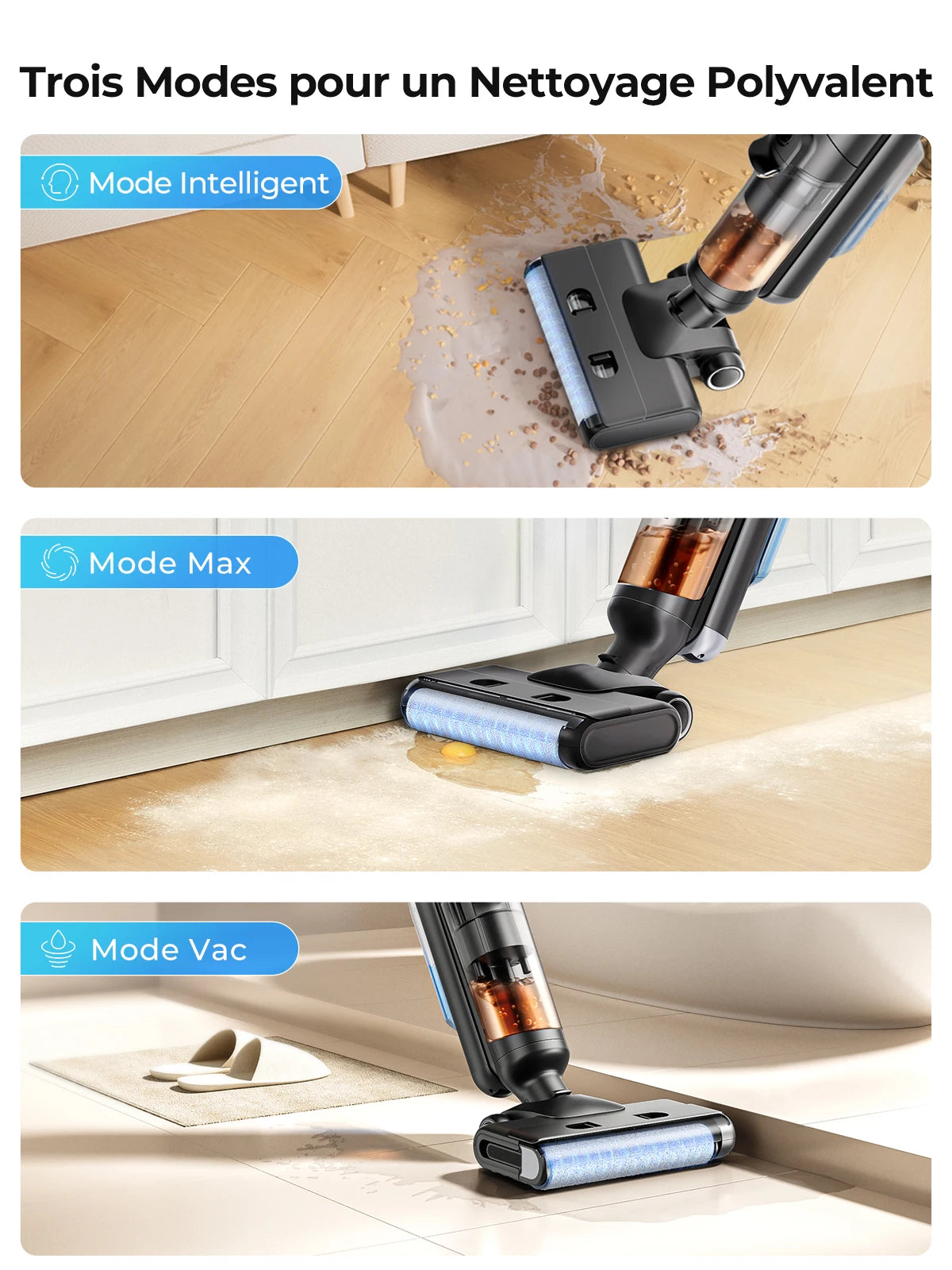 Aspirateur Laveur Laresar M3 Sec et Humide Auto-Nettoyant 13000Pa - Écran LED Intelligent
