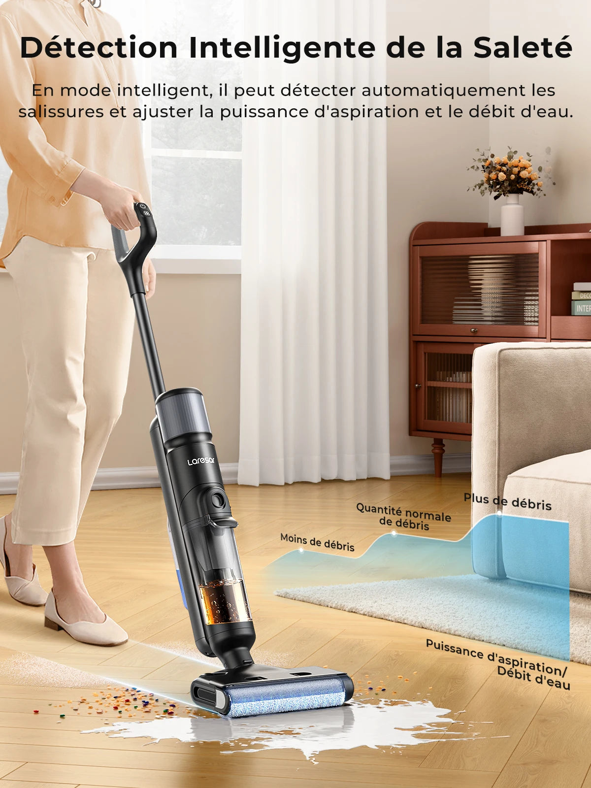 Aspirateur Laveur Laresar M3 Sec et Humide Auto-Nettoyant 13000Pa - Écran LED Intelligent
