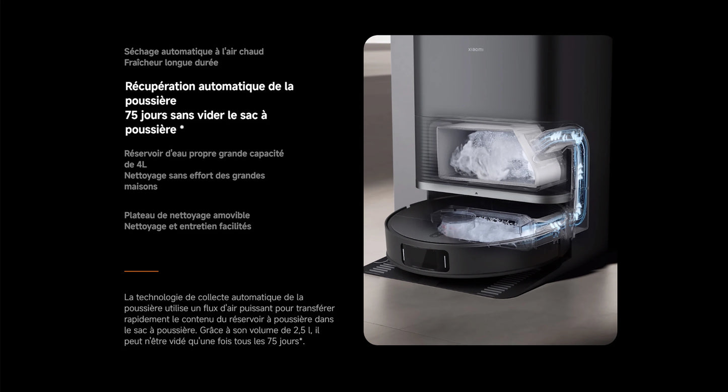 Aspirateur robot Xiaomi X20 Max 8000 Pa - Station all-in-one avec lavage automatique et navigation intelligente
