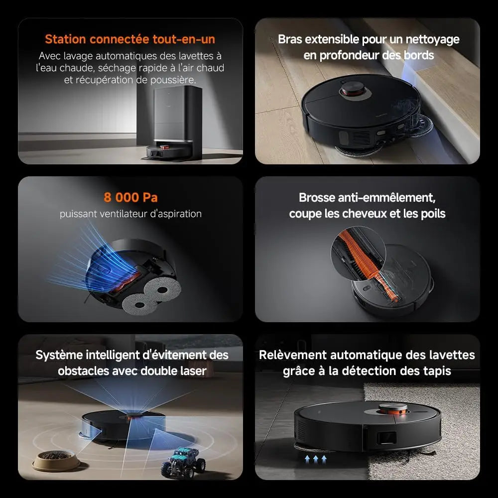 Aspirateur robot Xiaomi X20 Max 8000 Pa - Station all-in-one avec lavage automatique et navigation intelligente
